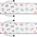 2 Pcs Drawstring Mahjong Bags Protective Sleeve for Mahjong Racks and Pushers Printed Tile Bag 26 Inch, White, Empty Mah jong Bag Only(Boho Style)