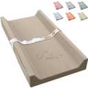 Vegan Leather Baby Changing Pad, Waterproof & Wipeable Soft Diaper Changing Mat 32 x 16.6" Comfortable Infant Changing Station for Dresser & Table (Khaki)