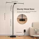 LED Floor Lamp for Living Room, Bright Reading Lamps for Office, Adjustable Colors Temperatures&Brightness, Dual Head Goose-Neck Standing Lamp, Remote and Button Control, Eye Caring Tall Lamp, Black