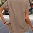 Dokotoo Womens Tops Trendy Crewneck Short Sleeve Summer T Shirts Casual Solid Loose Basic Pleated Blouses (M)