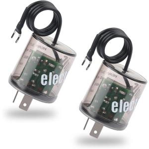 2Pin LED Flasher Relay with Ground Wire,12V Car Flasher Relay for Fixing LED Turn Signals Flickering,Universal LED Blinker Relay Car Accessories for Car,Truck,SUV(2PCS)