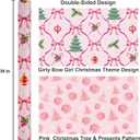 Yarcony Reversible Pink Christmas Wrapping Paper Jumbo Roll for Girsl Women