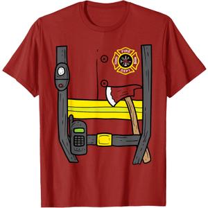 Firefighter Fireman Easy Lazy DIY Halloween Costume Boys T-Shirt, Size L