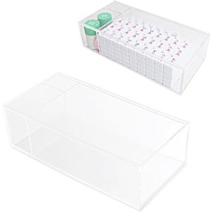 Multi-functionalEmpty Acrylic Mahjong Case for 1.2 x 0.9 x 0.5 Inch Tiles, Fits 200 Mahjong Tiles, Clear Display and Storage Box, for Home, Travel, and Social Gatherings, Case Only