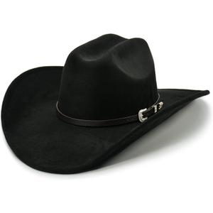 Cowboy Hat for Women and Men with Shapeable Wide Brim - Felt Cattleman Western Hats for Cowboys and Cowgirls (Medium-Large, Raven Black)