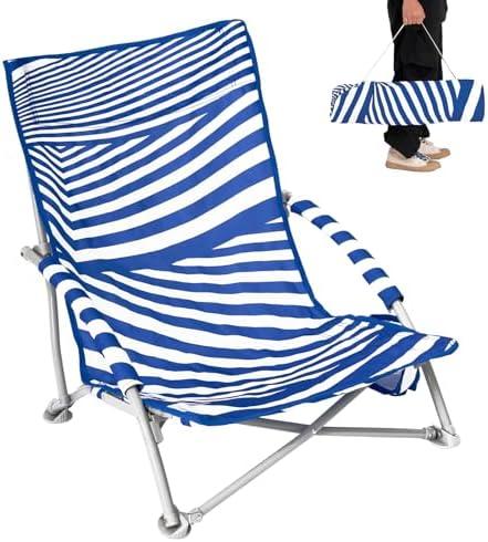 #WEJOY Beach Chair with Backpack Straps, Heavy Duty Backpack Beach Chairs for Adults with Cup Holder, High Back Lightweight Portable Chair for Camping Sand Lawn, Support to 300lbs, Blue