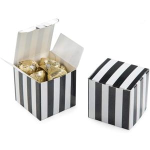 AWELL Small Candy Box Bulk 2x2x2 inch, Black White Stripes Box Party Favors Pack of 50