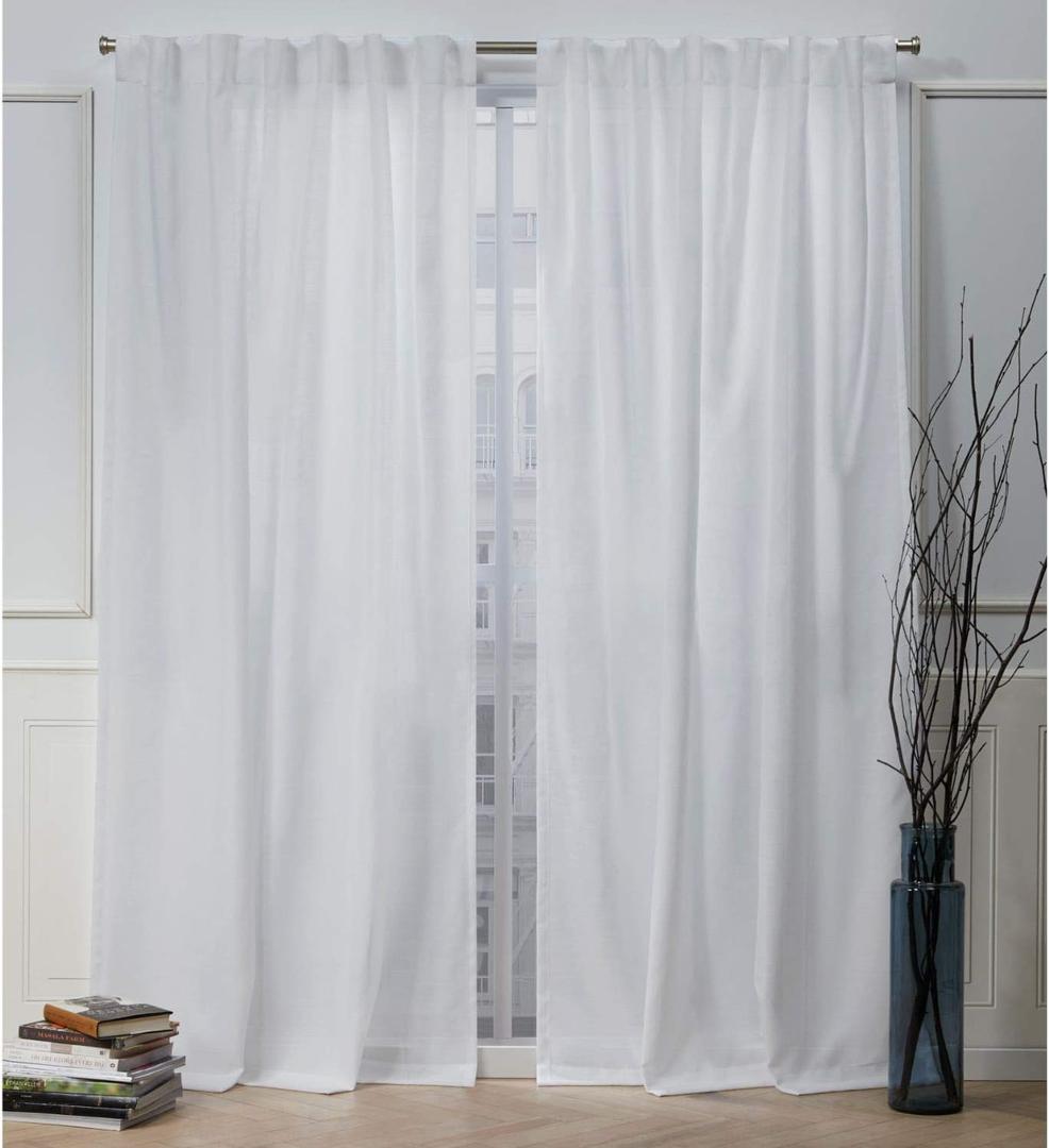 Nicole Miller Faux Linen Slub Hidden Tab Top Curtain Panel, Winter, 54x96, 2 Piece