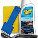 Cerama Bryte Glass Cooktop Cleaner Combo Kit with POW-R Grip, Scraper, Pad Removes Tough Stains, Stovetop Cleaner for Glass - Ceramic Surfaces, 10 Ounces, 4 Piece