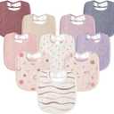 Susurration Muslin Baby Drool Bibs 10Pack Soft Square Adjustable Bandana Bibs for Unisex Baby Girls & Boys (Pink Nebula)