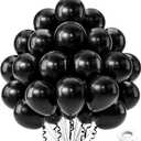 Black Balloons, 50 PCS 12 inch Latex Party Balloons, Matte Black Balloon for Birthday, Baby Shower, Anniversary, Graduation, Wedding Decorations - Black