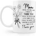 I Love You Mom Coffee Mug Cup, Mother's Day Birthday Gifts for Mom from Daughters Sons, Best Mama Mother Mommy Gifts Ceramic Coffee Mug 11 oz