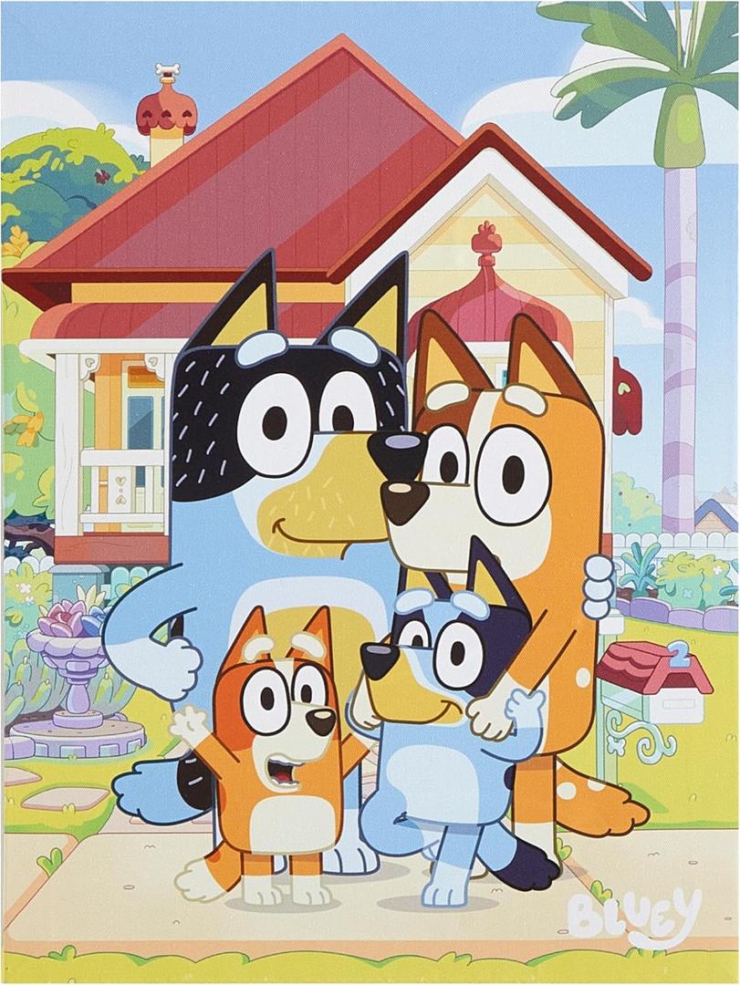 Bluey LED Wall Art for Kids,11.5 x 15.75 Inch Light-Up Canvas Dcor with Hanging Hooks, Battery Operated Night Light for Toddlers & Childrens Bedrooms or Playrooms