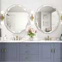 Bathroom Mirrors for Over Sink, Round Frameless Mirrors for Wall, 24x30 Inch Beveled Bathroom Mirror, Bathroom Vanity Circle Mirror for Bedroom Living Room Entryway Home Decor