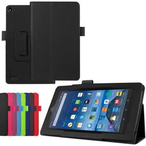 Luxury Folio Stand PU Leather Case Cover For Amazon Kindle New Fire 7 2019 2017 SR043KL 2015 HD7 SV98LN 7" (5th 7th 9th Generation, 2015 2017 2019 Release) (Black)