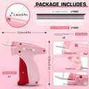 2 x Label Gun with Minor Defects - Temporary Stitch Gun for Clothes - Quick Fixer - Includes 5 Needle, 1000 Black Fasteners & 1000 White Fasteners, PinkRed