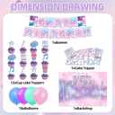42Pcs Demon Movie Birthday Party Decorations Include Cake Topper Cupcake Toppers Music Singer Happy Birthday Party Pink and Purple Flag Banner and Balloons Backdrog
