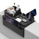  Couch Arm Cup Holder CLESOO Couch Arm Tray Anti-Slip Couch Cup Holder Silicone Sofa Armrest Tray Dual Side Pocket Couch Drink Holder Sofa Caddy Arm Remote Holder Snack Caddy with Phone Holder Black