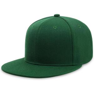 CHOK.LIDS Flat Bill Visor Classic Snapback Hat Blank Adjustable Brim High Top End Trendy Color Style Plain Tone Baseball Cap (Green)