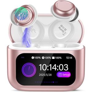 Sleep Earbuds Bluetooth 5.4 in Ear Touch Screen Sleep Headphones, Small Design Mini Sleep Earbuds for Side Sleepers with Sleep Mode, 48H Playtime Sleep Earphones Clear Calls, 5 EQ Modes, Rose