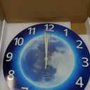 14 Inch Lighted Wall Clocks Battery Operated Blue Glow in The Dark Wall Clock for Kids Bedroom Silent Wall Clock Decorative