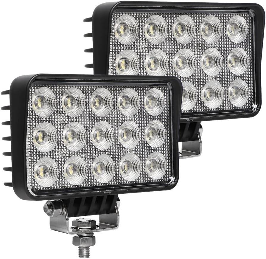 120W 6 Inch Trator Work Light, 10400Lms Excavator Flood Light Offroad Lighting fits Farm Tractor Engineer Truck, 12/24V