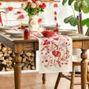 Artoid Mode Wild Flowers Leaves 210 GSM Valentine's Table Runner, Romantic Anniversary Kitchen Dining Table Decoration for Home Party Decor 13x120 Inch