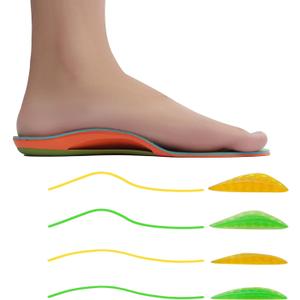 Plantar Fasciitis Insoles, Adjustable Arch Support Insoles with 4 Pairs Arch Support Inserts for Different Heights and Hardness of Left and Right Feet, Orthotic Insoles for Walking & Standing (MEN 9-9.5 / WOMEN 10-10.5(270mm))