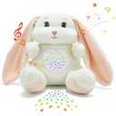 Baby Sleep Soother Bedtime Bunny Toy with Cry Sensor, Moms Heartbeat Lullabies White Noise, Starlight Projector, Toddler Crib Sleeping Aid for Infant,Boy Girl Baby Gifts