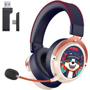 Gtheos 2.4GHz Wireless Gaming Headset for PS5, PS4, PC, Switch, 7.1 Surround Sound, Bluetooth 5.4 Gaming Headphones for Phone, Pad, Laptop, 6mm Noise Canceling Mic, Bio-Dynamic Stereo Sound - White