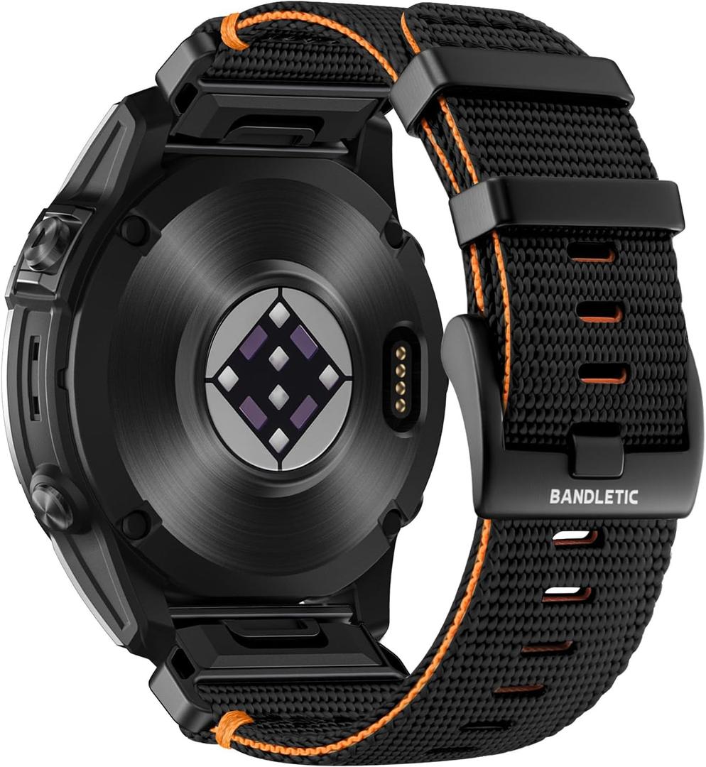 Bandletic Compatible with Garmin Fenix 8 47mm 7 6 Watch Band - 22mm Quick Fit Rugged Nylon Replacement Band for Fenix 7 6 Pro/5 Plus/Instinct 2 3 E 45mm/Forerunner 970 965/Approach S70 S62/Epix Pro