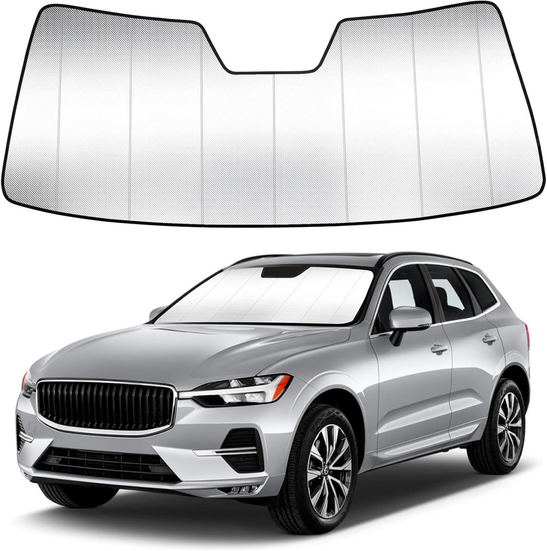 Windshield Sun Shade Custom Fit for Volvo XC60 2018-2026 | Foldable, Thick Window Sunshade, Block Heat 99% UV Rays, Sun Visor Keep Cooler, Car Accessories