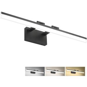 SOLFART 31.5 Inch 3 Color Temperature Dimmable Modern Vanity Light Matt Black Bathroom Vanity Light LED Lighting Fixtures Adjustable Lighting Color 3000K/ 4500K/ 6000K