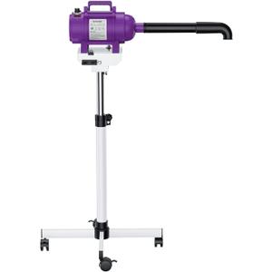 Dog Dryer Stand, 4.3HP Variable Air Speed & Heat Pet Dryer with Stand, High Velocity Dog Pet Stand Grooming Dryer, Fluffy Dry (Purple)