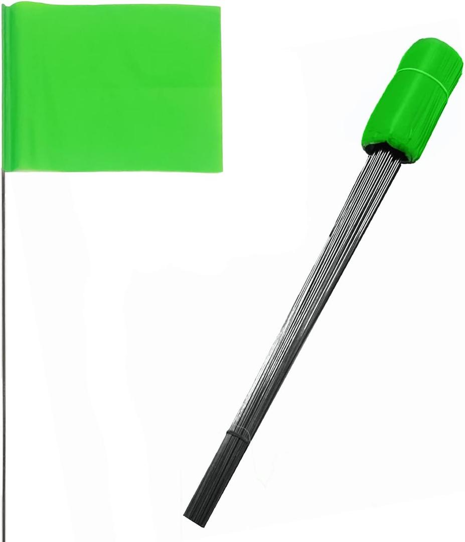 100 Pack Marking Flags 4-Inch by 5-Inch Stake Flags with 16-Inch Wire Staffs (Green) 100 Pack Marking Flags 4-Inch by 5-Inch Stake Flags with 16-Inch Wire Staffs (Green)