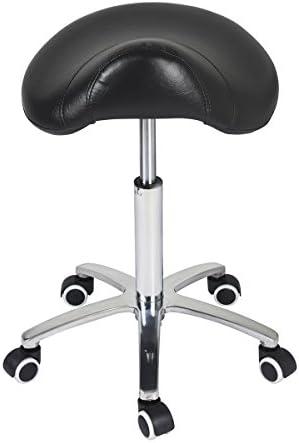 Antlu Saddle Stool Rolling Chair for Medical Massage Salon Kitchen Spa Drafting,Adjustable Hydraulic Stool with Wheels (Without Backrest, Black)