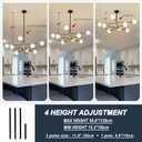 RUIYEY Modern Sputnik Chandeliers Black and Gold Mid Century Chandelier 8-Light Dining Room Light Fixture Height Adjustable Ceiling Lights Farmhouse Chandeliers for Kitchen Island Living Room