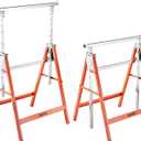 VEVOR Saw Horses, 2 Pack Folding Work Horses, 440 lbs Load Capacity Sawhorse with Heavy Duty Legs, Adjustable Height Saw Horse with Non-Slip Foot Pads, for Woodworking, Carpenters & Contractors