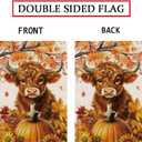 Fall Cow Garden Flag Cow and Pumpkins Seasonal Aumtumn Welcome Flags for Farmhouse Yard Lawn Decor Vertical Double Sided 12.5 x 18 Inch
