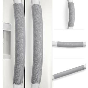 Refrigerator Door Handle Covers, Set of 5, Adjustable Appliance Handle Covers, Keep Your Kitchen Clean, Microwave Oven Stove Dishwasher Handle Protector, Non Slip Fridge Handle Cover (Gray)