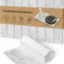 CHROME CLUB Stone Drying Mat for Kitchen Counter - Collapsible Diatomaceous Earth Dish Drying Stone - Fast Absorbent Stone Dish Drying Mat for Dishes and Pots (White Marble)
