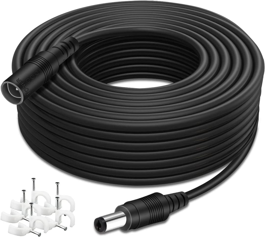 DC Power Extension Cable 33ft, 2.1mm x 5.5mm Plug Compatible with 12V DC Adapter Cord for CCTV Security Camera, IP Camera, Standalone DVR (33ft Black)