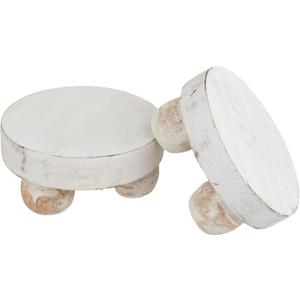 Housewarming Gifts Set of 2 Wood Display Stand Home Decor Display Risers Round Pedestal Bathroom Accessory Holder Plant Holder Table Top Kitchen Multi Purpose Organiser Set