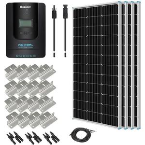 New Upgrades Renogy 400W 12V Solar Panel Starter Kit, 4 * 100 Watt N-Type 16BB Solar Panel, MPPT 40A Charge Controller, Adaptor Kit, Tray Cables, Mounting Z Brackets for RV, Camper, Off-Grid System