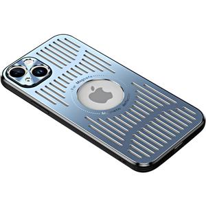 Designed for iPhone 12 Pro Max Case,[Compatible with MagSafe][Military Drop & Camera Lens Protection],Luxury Aluminum Alloy Heat Dissipation Logo View Shockproof Cover,Blue