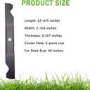 405380 Lawn Mower Mulching Blades Compatible with 46" Deck Craftsman,Husqvarna,Poulan Medium Lift Mulching Blade Replacement for 405380, 532405380, PP21011,561739,403107,561739B