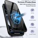 BERFY for iPhone 17 Pro Case, Compatible with MagSafe, Built in Privacy Screen Protector, Shockproof Full Body Phone Case for 17 Pro with Magnetic Stand, Clear Black