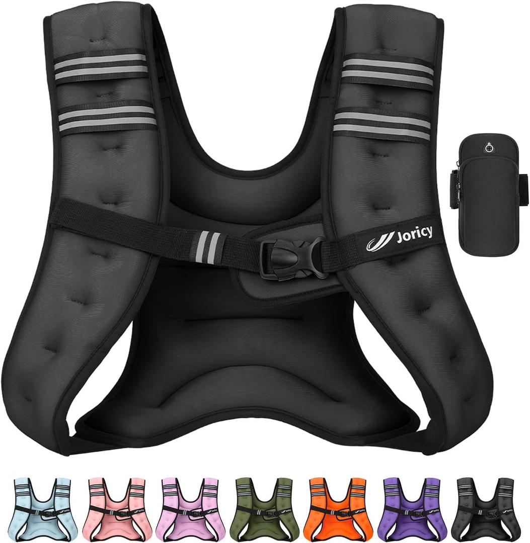 Weighted Vest Woman 5lb/8lb/10lb/12lb/15lb/20lb/25lb/30lb Weight Vest for Women Men, Rucking Vests with Reflective Stripe for Running Workout Walking Strength Training Weight Loss Fitness Weightlifting (Black)