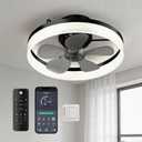 MOTCTQVD Ceiling Fans with Lights and Remote, 19.7" Dimmable LED, Black