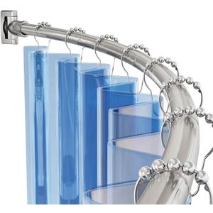 AmazerBath Arched Curved Shower Curtain Rod, 20-79 Inches Heavy Duty Shower Rod Rust Proof Bathroom Curtain Rod, Adjustable Telescoping Design Easy Segmented Installation, Need to Drill, Nickel